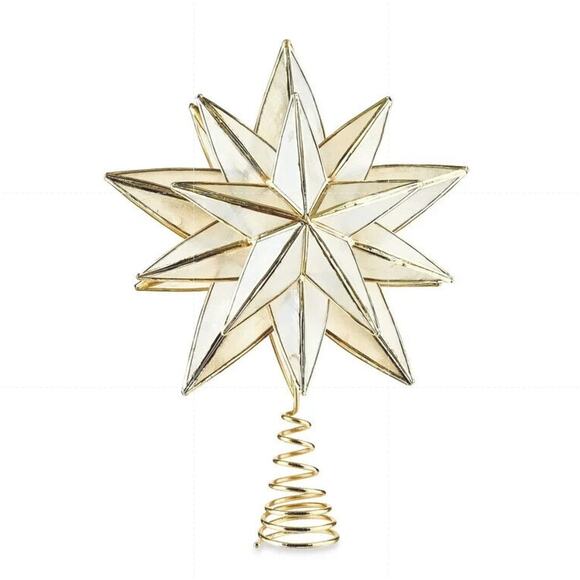 Lit Capiz Shell Gold Star Christmas Tree Topper 10.5" Holiday Decor Nativity - Picture 4 of 7